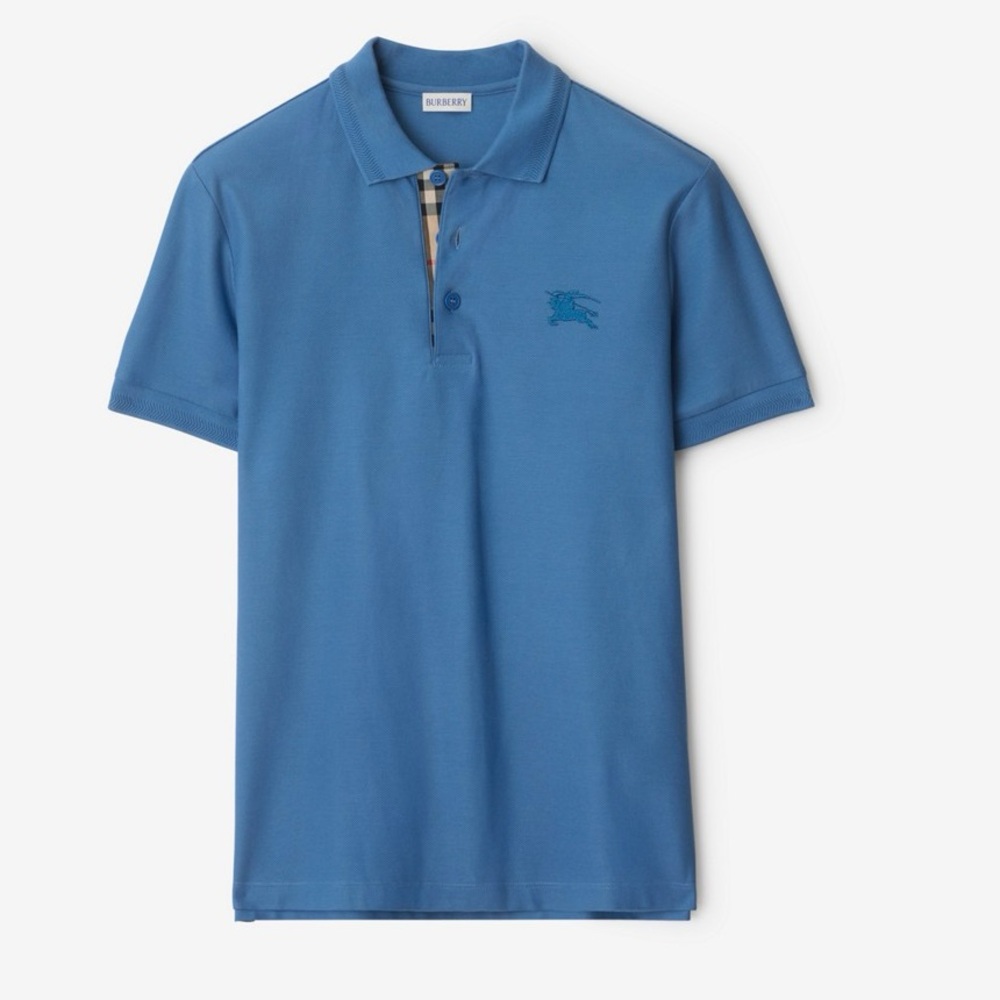 Burberry Blue Polo Shirt with Embroidered Logo